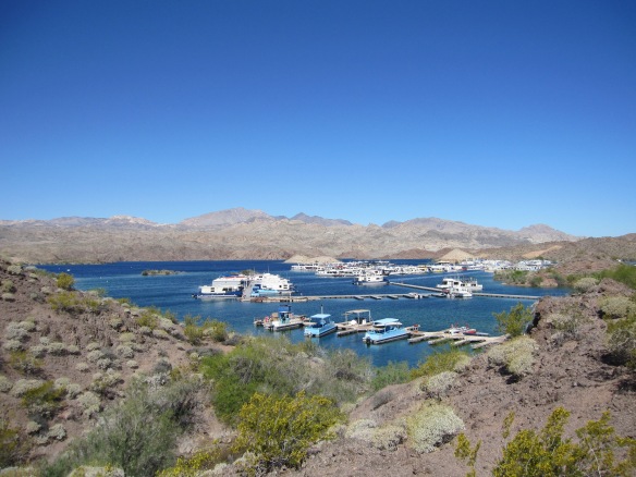 Mohave Lake and marina, from the Fisherman Trail